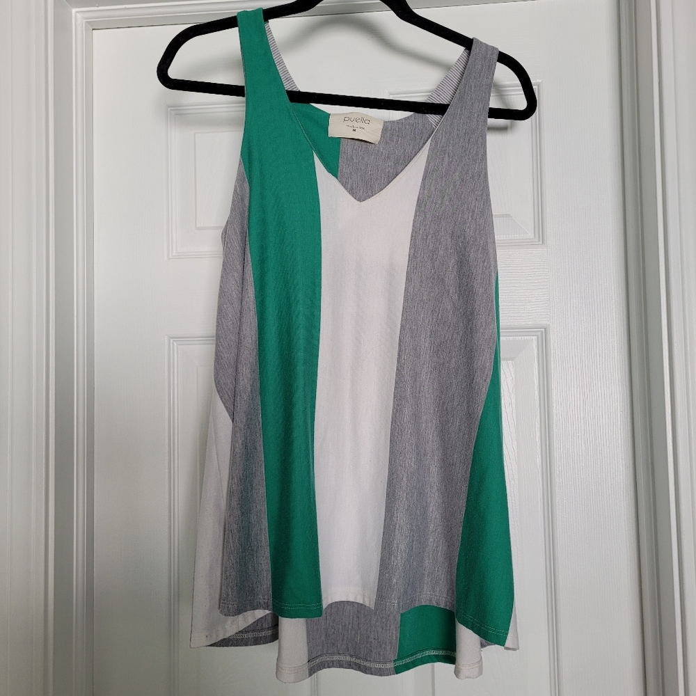 Anthropologie Puella white, Gray and white striped tank top size M